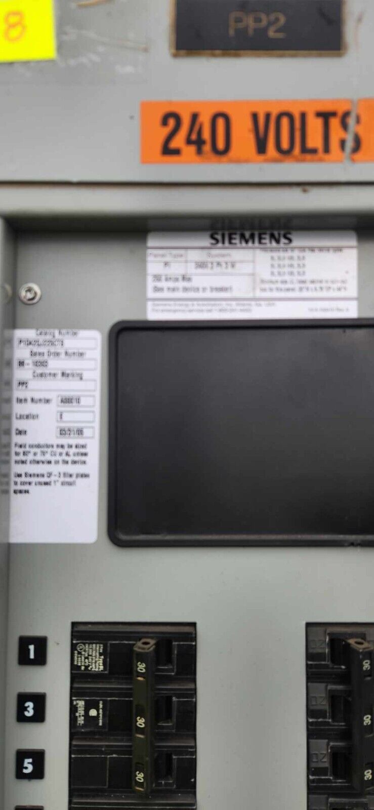 SIEMENS P1D42QJ225CTS 250 AMP MAIN BREAKER PANELBOARD 42 SPACE 3 PHASE 240V