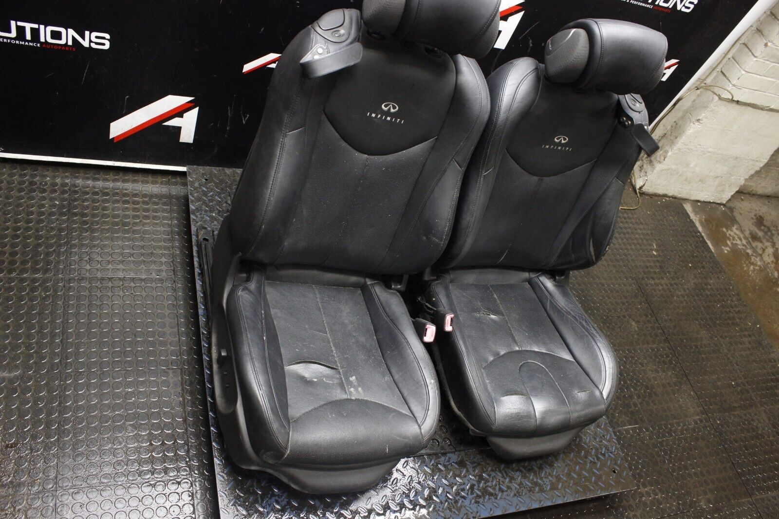 2009-2013 Infiniti G37 Convertible Seats Pair OEM Black Leather