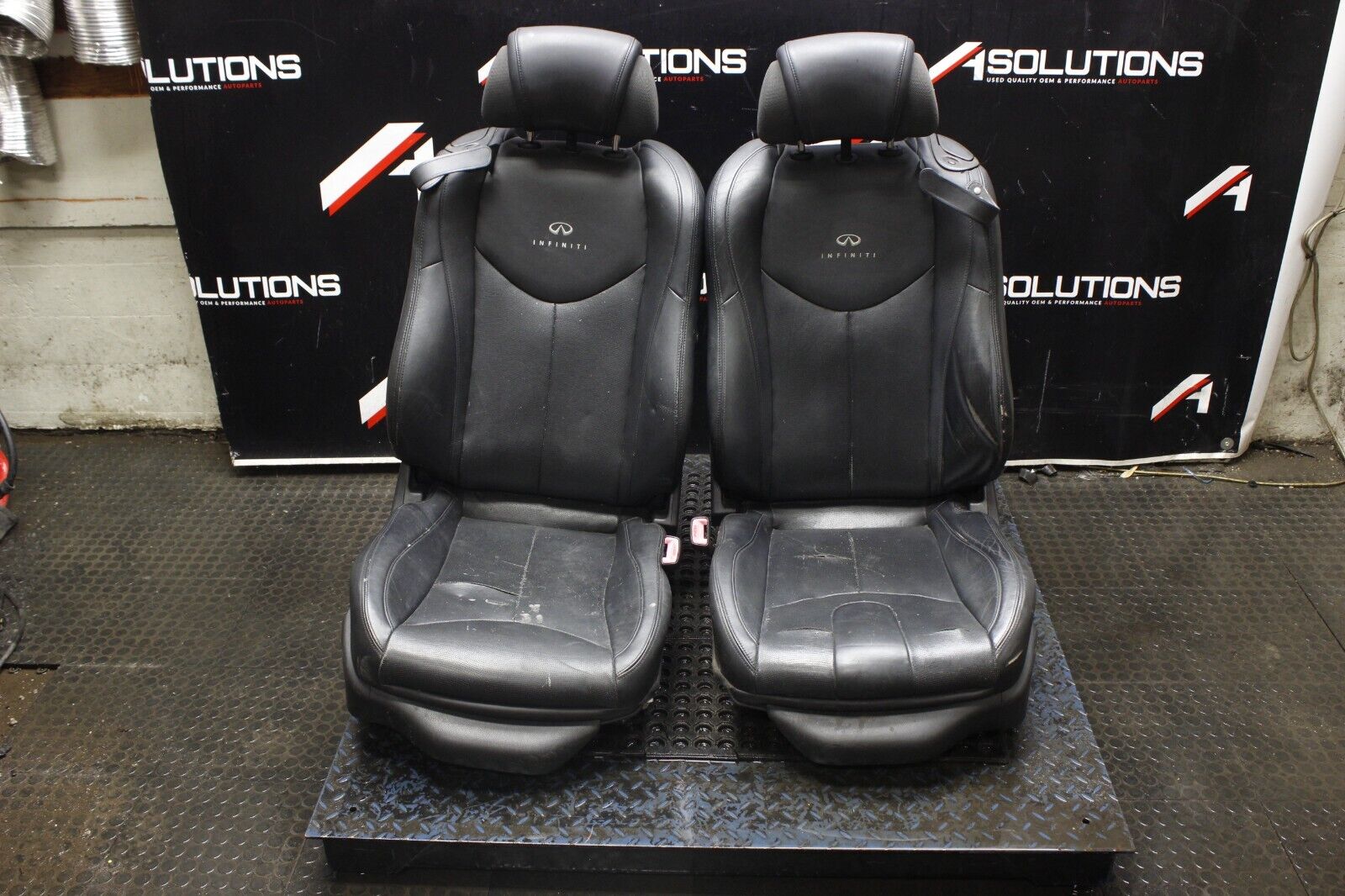 2009-2013 Infiniti G37 Convertible Seats Pair OEM Black Leather