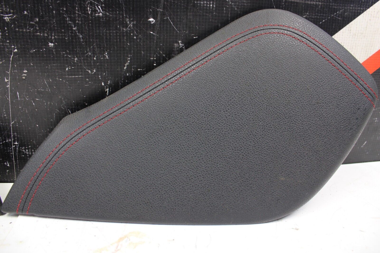 2011 NISSAN 370Z NISMO CONSOLE KNEE PAD TRIM COVER PAIR LEATHER RED STITCHES OEM